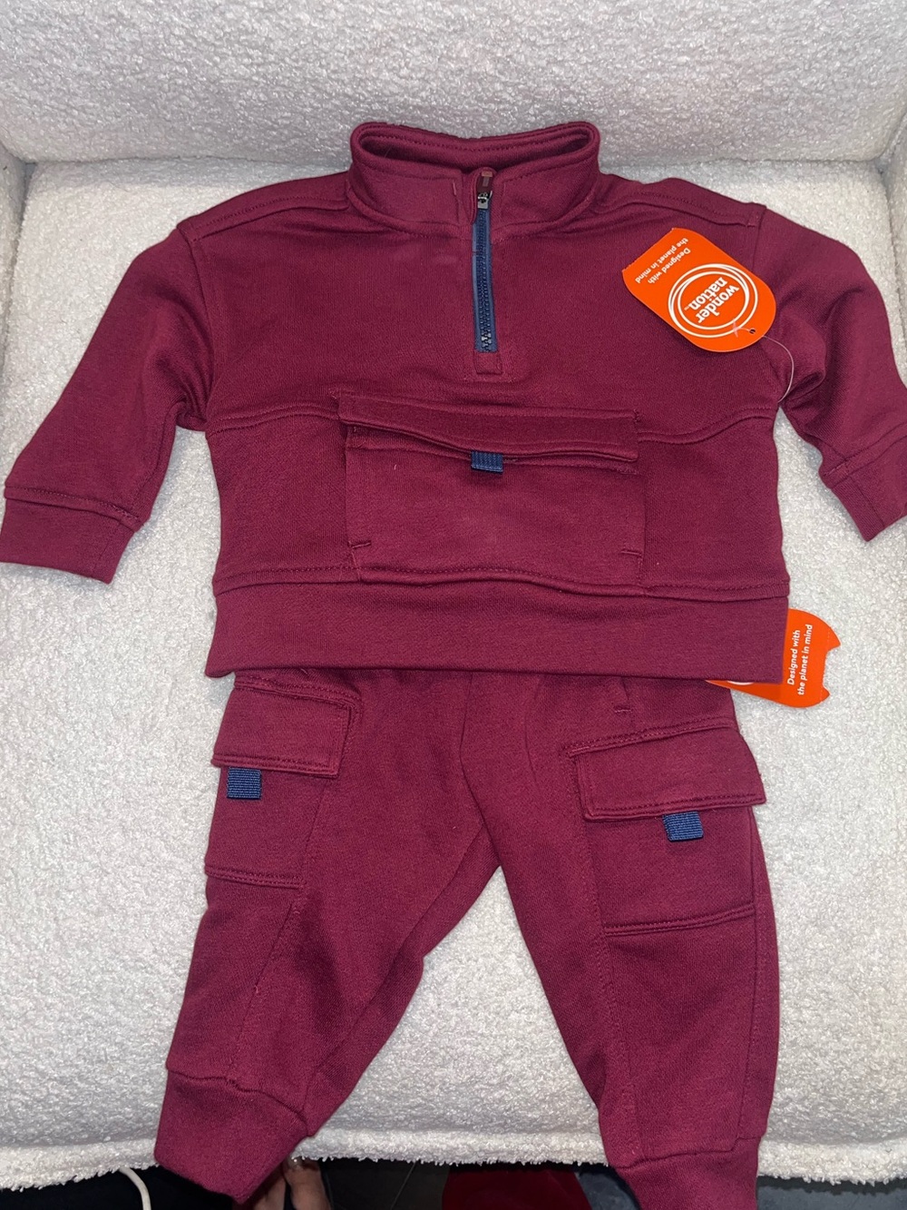 wonder nation Burgundy Kids Cargo Sweatshirt & Joggers new with tags size 12M